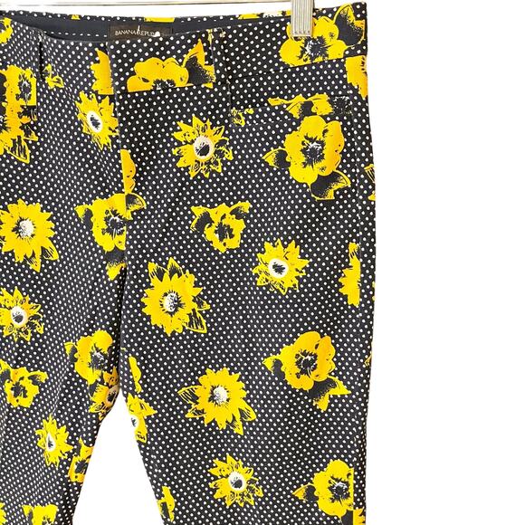 Banana Republic Sloan Floral Ankle Sunflower Pants Chino Navy Yellow - Picture 3 of 12